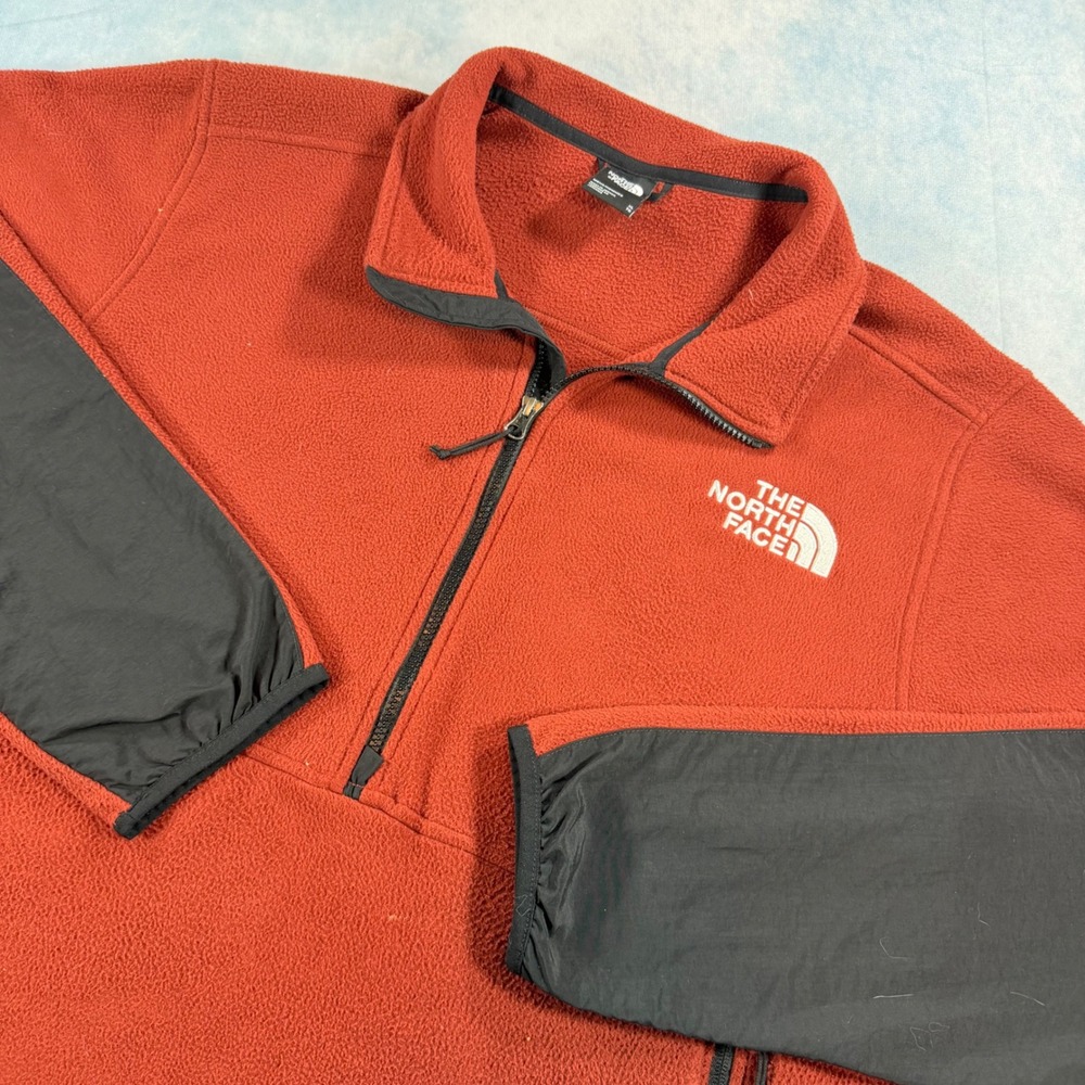 The North Face Fleece Pullover Mens XL Orange Excellent 1/4 Zip Denali Style